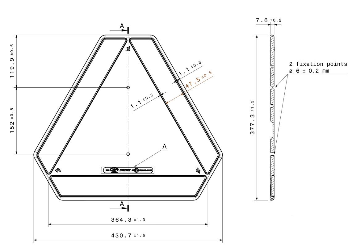 1 placca triangolare veicoli lenti ECE R150